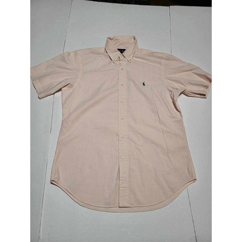 (#L5) Ralph Lauren Classic Fit Men's Pink Shirt Striped Button Down Size M